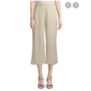 NWT Joan Vass Cropped Cotton Interlock Wide-Leg